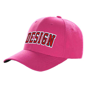 Custom Rose Red Red-Navy Curved Eaves Sport Design Baseball Cap