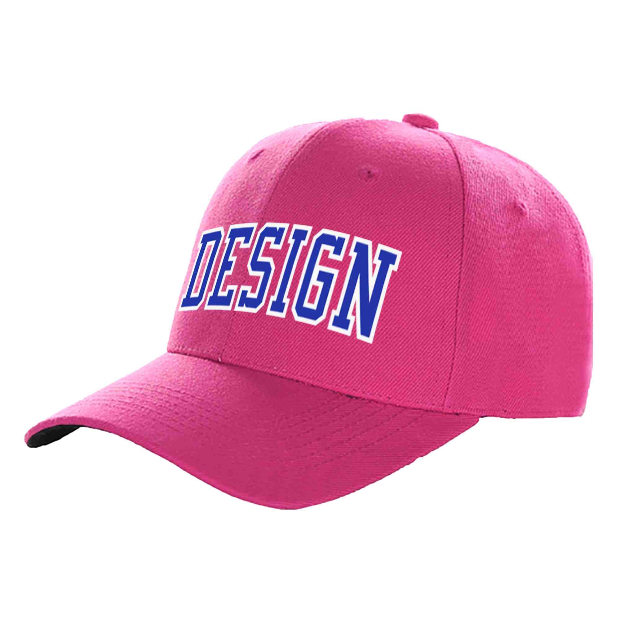 Custom Rose Red Royal-White Curved Eaves Sport Design Baseball Cap