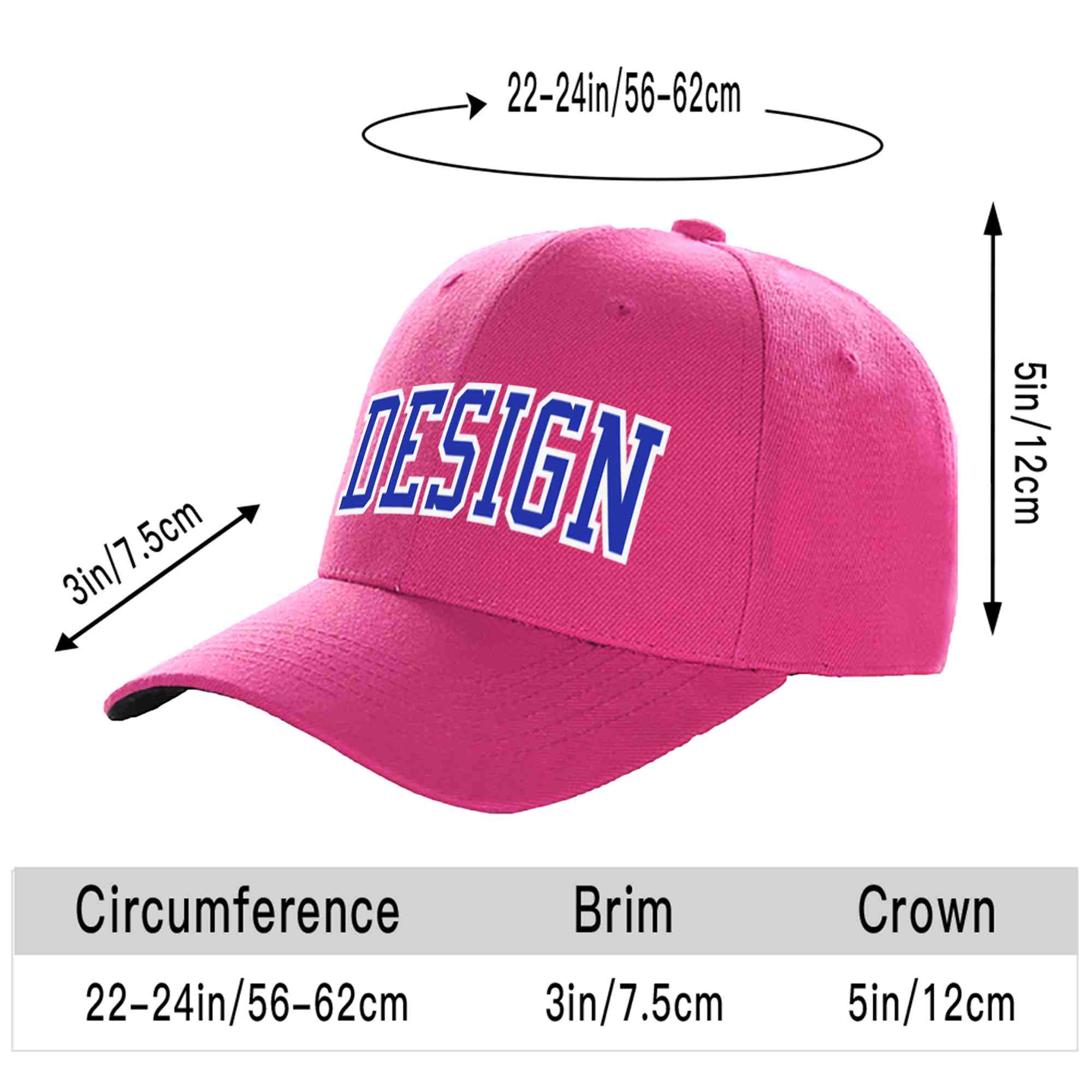 Custom Rose Red Royal-White Curved Eaves Sport Design Baseball Cap