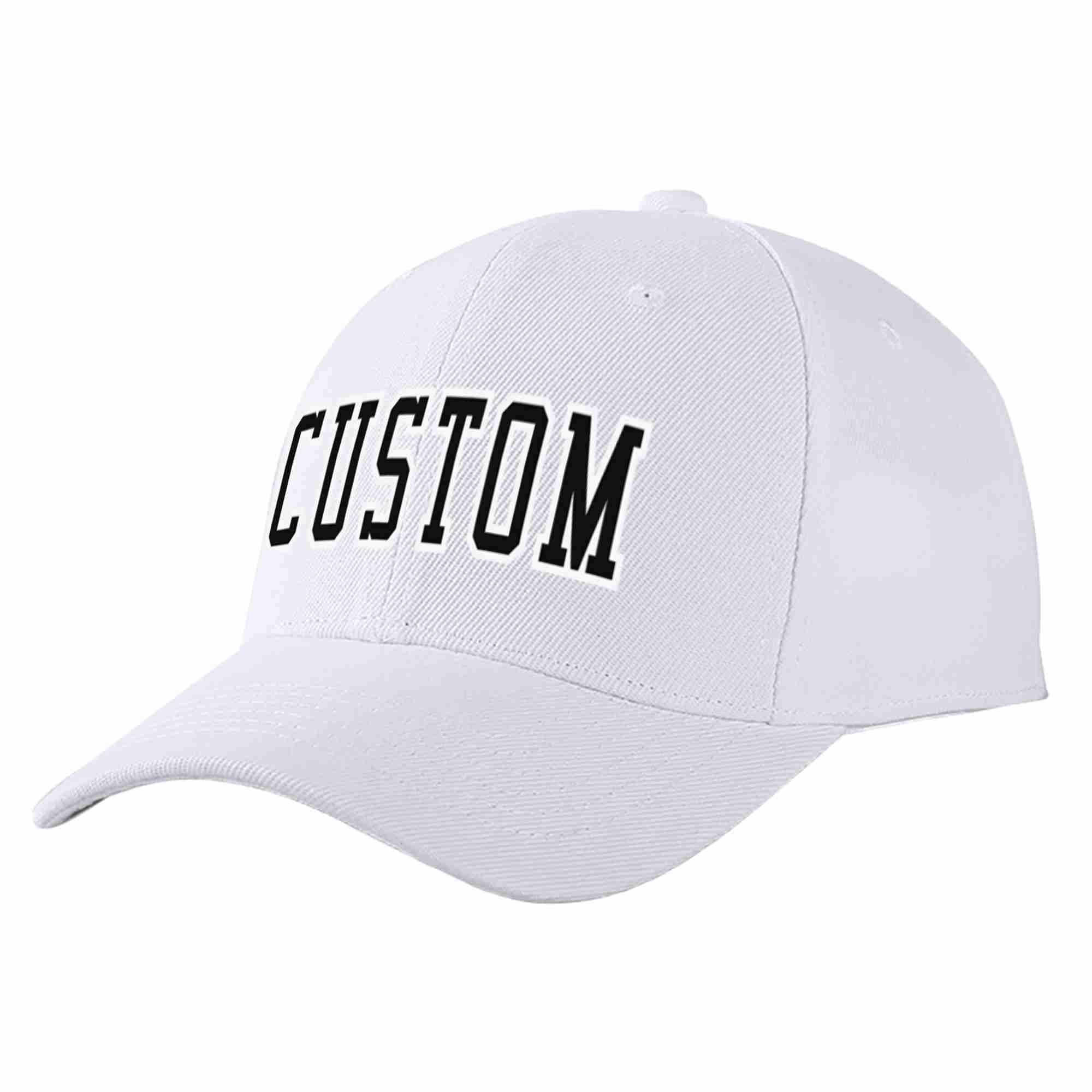 Conception personnalisée de casquette de baseball de sport incurvée blanc noir-blanc pour hommes/femmes/jeunes