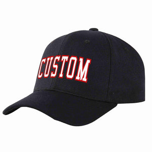 Conception personnalisée de casquette de baseball de sport incurvée noir blanc-rouge pour hommes/femmes/jeunes