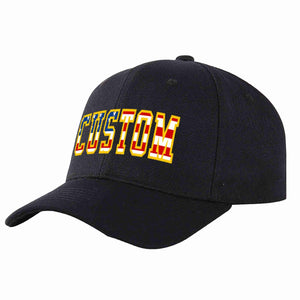 Custom Black Vintage USA Flag-Gold Curved Eaves Sport Baseball Cap Design for Men/Women/Youth