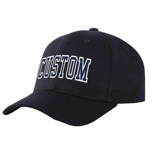 Conception personnalisée de casquette de baseball de sport incurvée noir marine-blanc pour hommes/femmes/jeunes