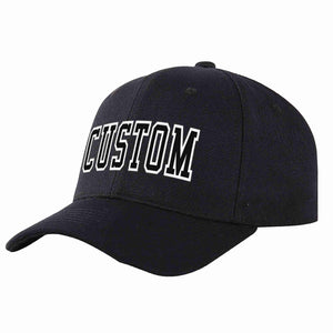 Conception personnalisée de casquette de baseball de sport incurvée noir noir-blanc pour hommes/femmes/jeunes