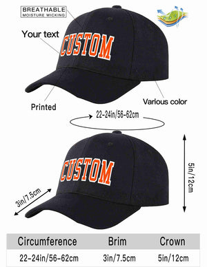 Custom Black Orange-White Curved Eaves Sport Baseball Cap Design for Men/Women/Youth