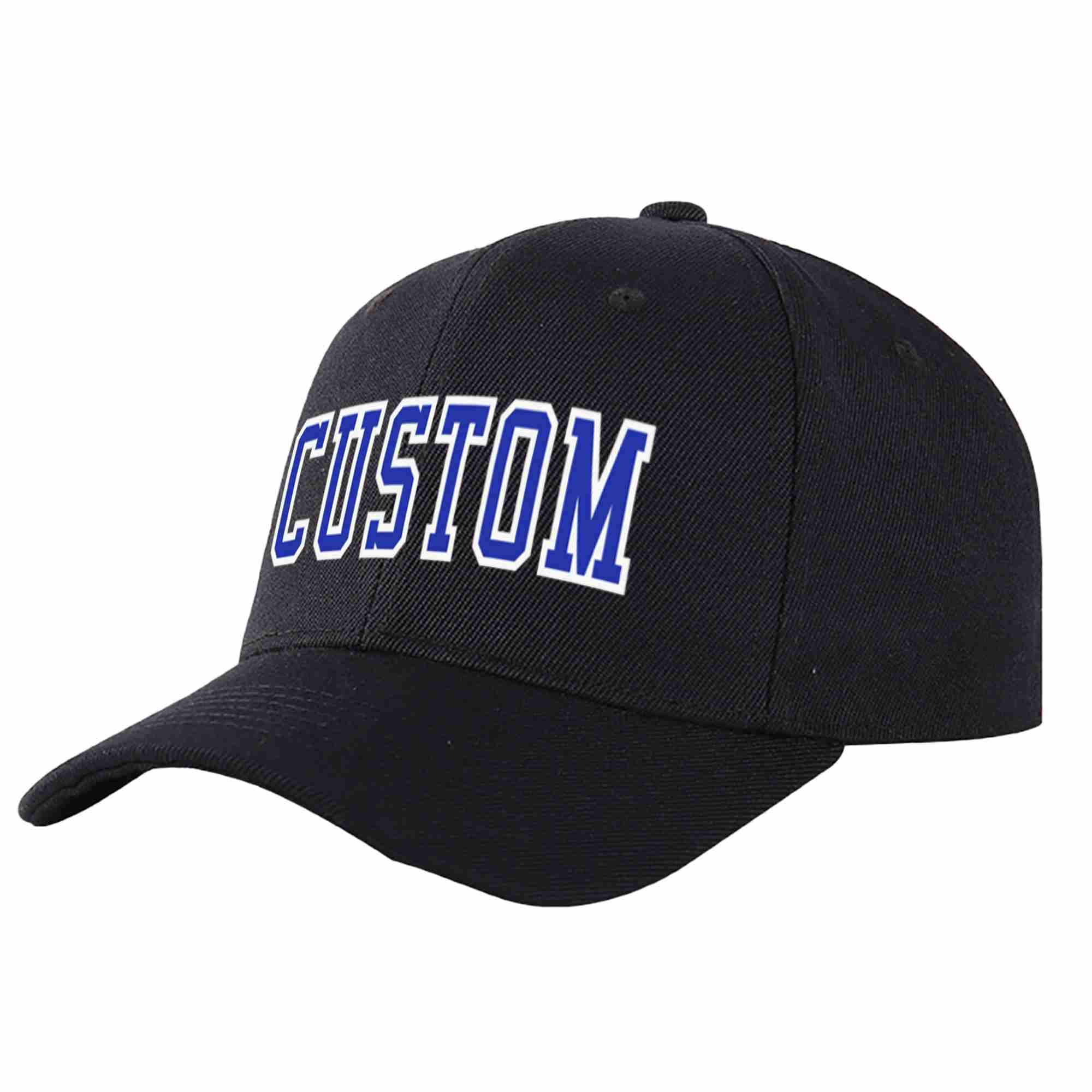 Custom Black Royal-White Curved Eaves Sport Baseball Cap Design for Men/Women/Youth