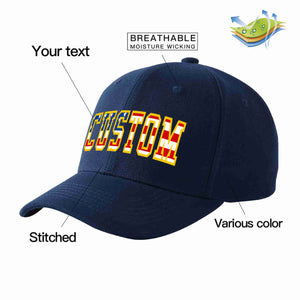 Custom Navy Vintage USA Flag-Gold Curved Eaves Sport Baseball Cap Design for Men/Women/Youth