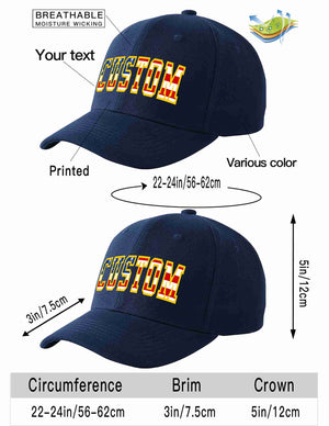 Custom Navy Vintage USA Flag-Gold Curved Eaves Sport Baseball Cap Design for Men/Women/Youth