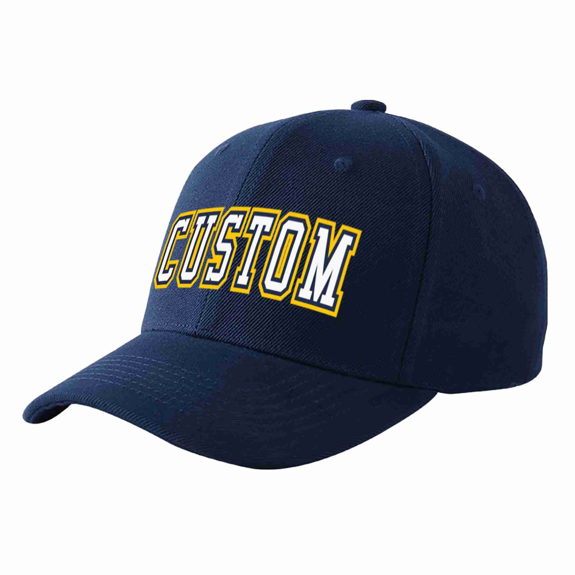 Conception personnalisée de casquette de baseball de sport incurvée blanc-marine pour hommes/femmes/jeunes