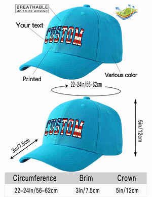 Custom Aqua Vintage USA Flag-Gold Curved Eaves Sport Baseball Cap Design for Men/Women/Youth