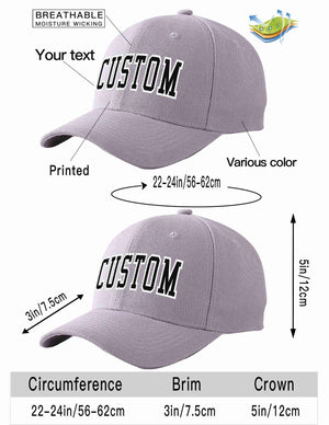 Custom Gray Black-White Curved Eaves Sport Baseball Cap Design for Men/Women/Youth