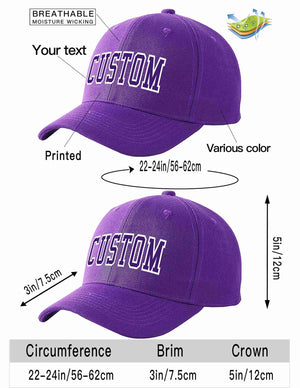 Custom Purple Purple-White Curved Eaves Sport Baseball Cap Design for Men/Women/Youth