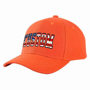 Custom Tangerine Vintage USA Flag-Gold Curved Eaves Sport Baseball Cap Design for Men/Women/Youth