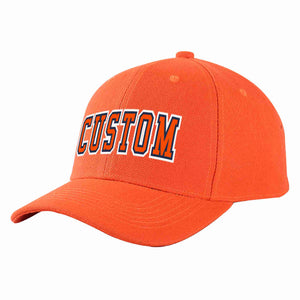 Custom Tangerine Orange-Navy Curved Eaves Sport Baseball Cap Design for Men/Women/Youth