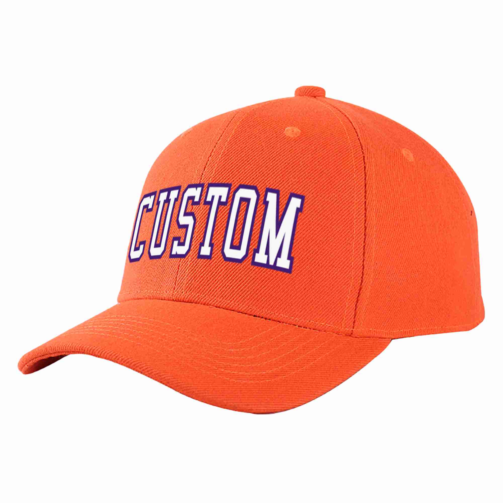 Conception personnalisée de casquette de baseball de sport incurvée blanc-violet mandarine pour hommes/femmes/jeunes