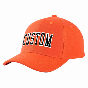 Custom Tangerine Black-White Curved Eaves Sport Baseball Cap Design for Men/Women/Youth