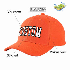 Custom Tangerine White-Black Curved Eaves Sport Baseball Cap Design for Men/Women/Youth