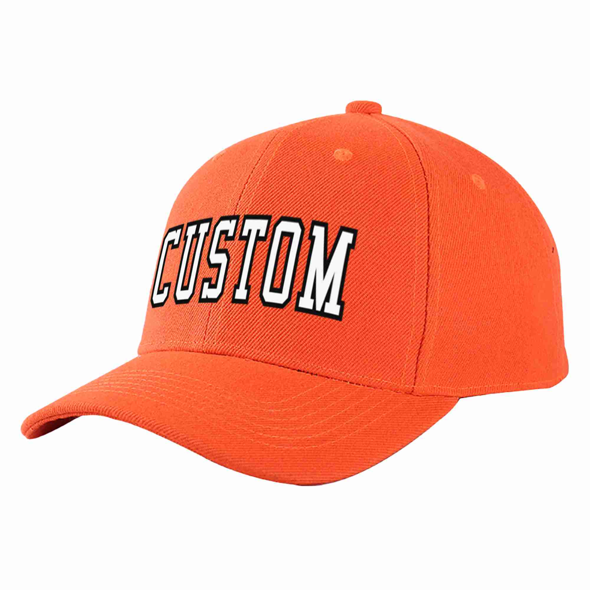 Conception personnalisée de casquette de baseball de sport incurvée blanc-noir mandarine pour hommes/femmes/jeunes