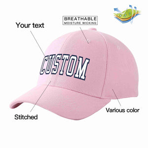 Conception personnalisée de casquette de baseball de sport incurvée rose blanc-marine pour hommes/femmes/jeunes