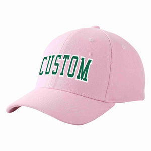 Custom Pink Kelly Green-White Curved Eaves Sport Baseball Cap Design for Men/Women/Youth