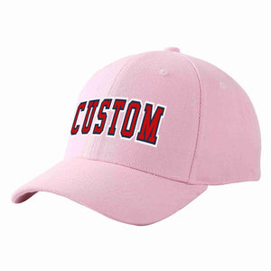 Conception personnalisée de casquette de baseball de sport incurvée rose rouge-marine pour hommes/femmes/jeunes