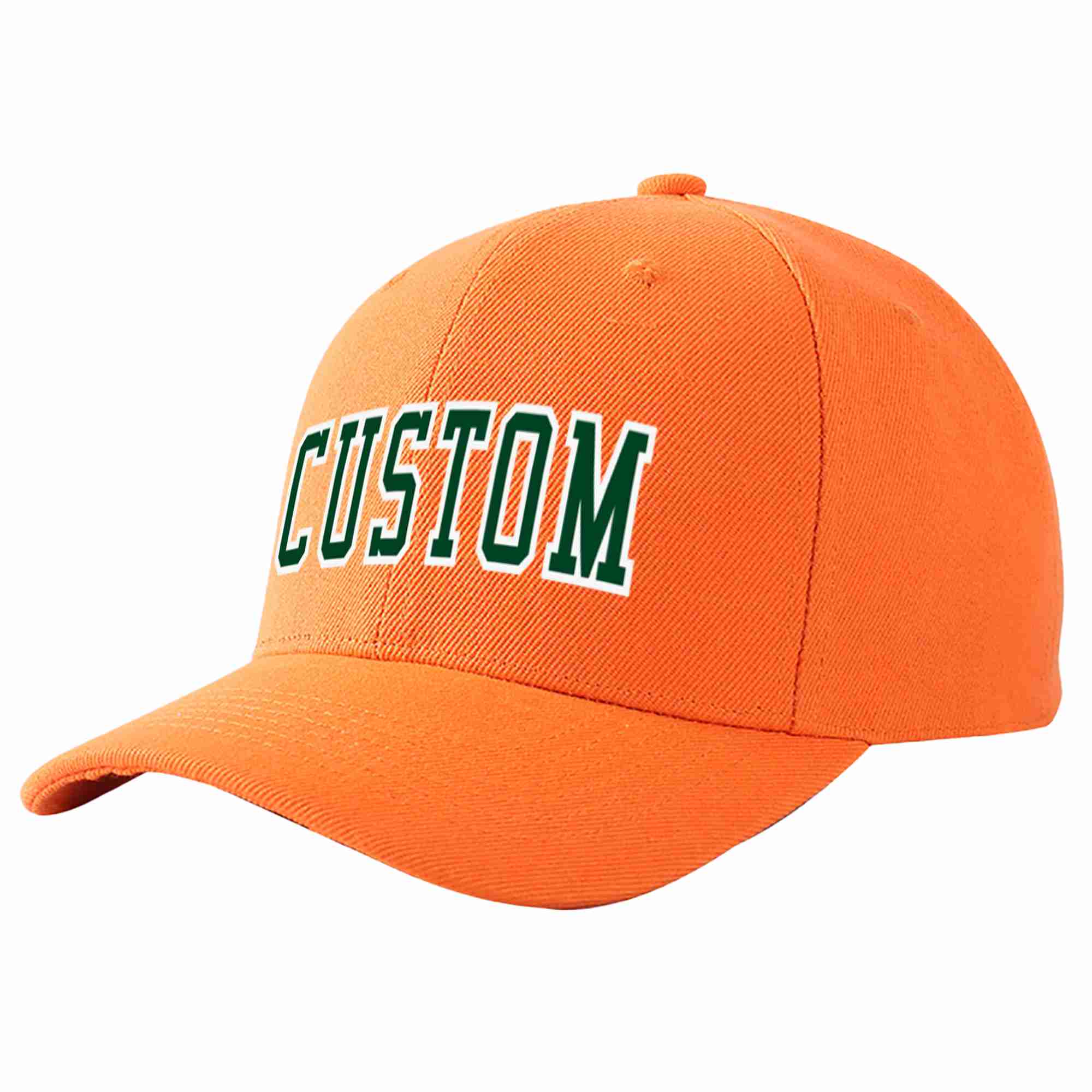 Conception personnalisée de casquette de baseball de sport incurvée orange vert-blanc pour hommes/femmes/jeunes