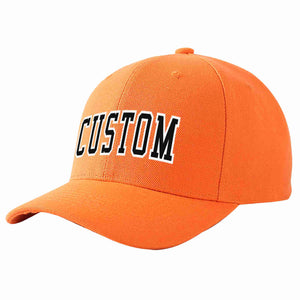 Custom Orange Black-White Curved Eaves Sport Baseball Cap Design for Men/Women/Youth