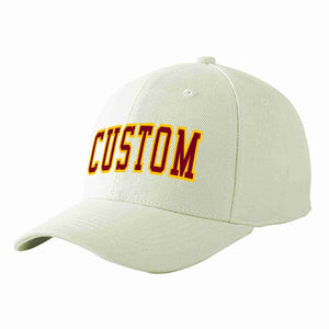 Casquette de baseball de sport incurvée crème cramoisi-or personnalisée pour hommes/femmes/jeunes