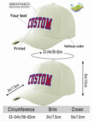 Custom Cream Red-Royal Curved Eaves Sport Baseball Cap Design for Men/Women/Youth