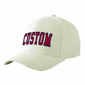 Custom Cream Red-Navy Curved Eaves Sport Baseball Cap Design for Men/Women/Youth