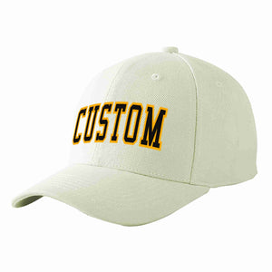 Conception personnalisée de casquette de baseball de sport incurvée noir-jaune crème pour hommes/femmes/jeunes