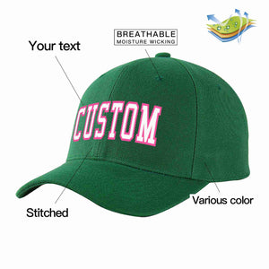 Conception personnalisée de casquette de baseball de sport incurvée vert blanc-rose pour hommes/femmes/jeunes