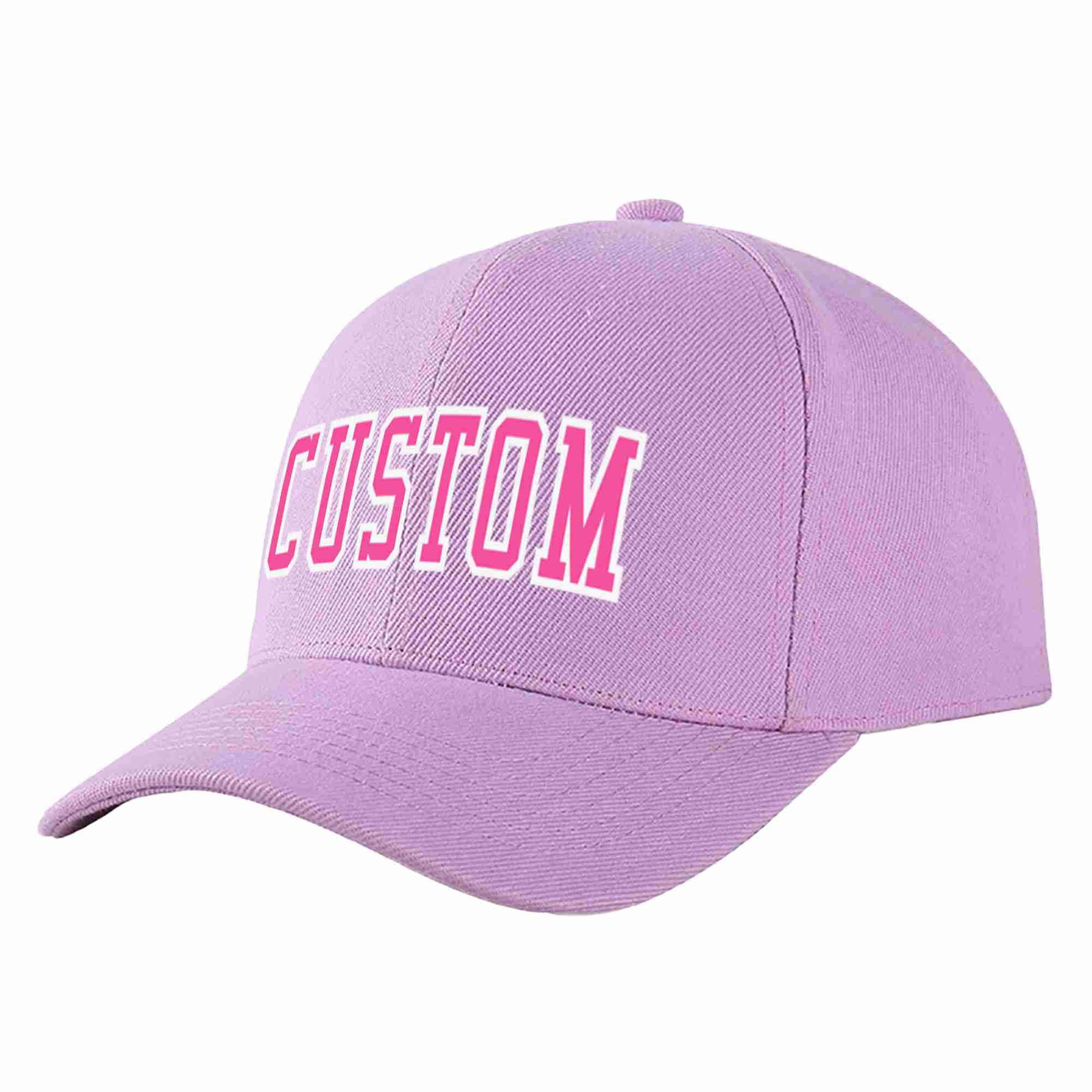 Conception personnalisée de casquette de baseball de sport incurvée violet clair rose-blanc pour hommes/femmes/jeunes