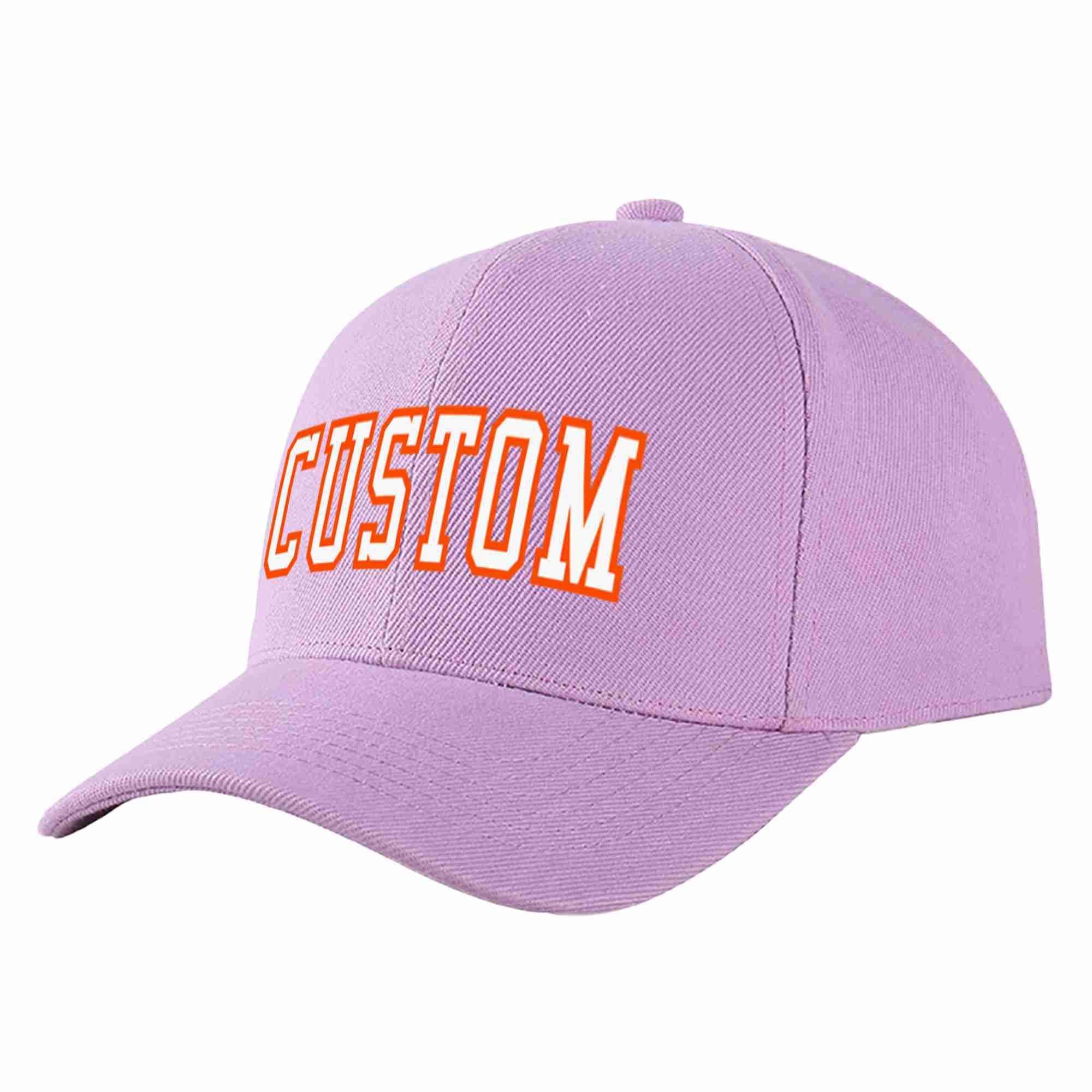 Conception personnalisée de casquette de baseball de sport incurvée violet clair blanc-orange pour hommes/femmes/jeunes