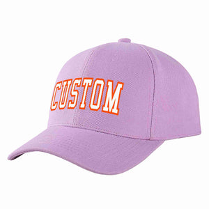 Custom Light Purple White-Orange Curved Eaves Sport Baseball Cap Design for Men/Women/Youth