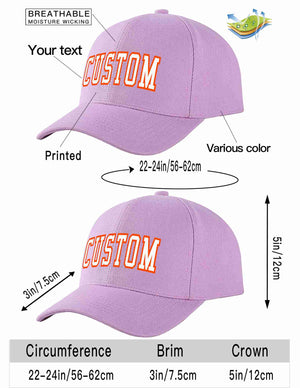 Custom Light Purple White-Orange Curved Eaves Sport Baseball Cap Design for Men/Women/Youth