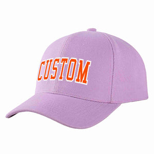 Custom Light Purple Orange-White Curved Eaves Sport Baseball Cap Design for Men/Women/Youth