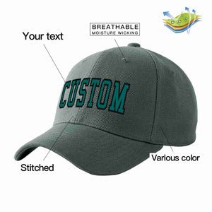 Casquette de baseball de sport incurvée gris foncé Aqua-noir personnalisée pour hommes/femmes/jeunes