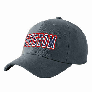 Conception personnalisée de casquette de baseball de sport incurvée gris foncé marine-blanc pour hommes/femmes/jeunes