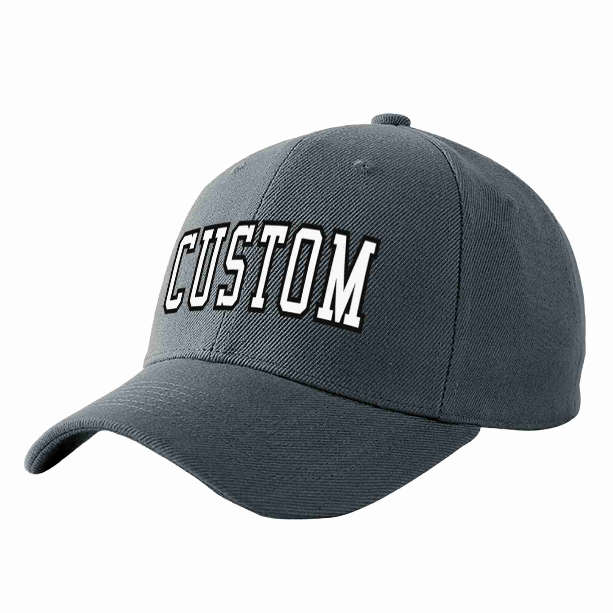 Custom Dark Gray White-Black Curved Eaves Sport Baseball Cap Design for Men/Women/Youth