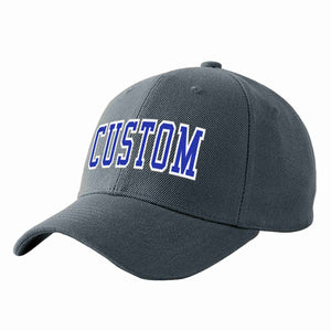 Conception personnalisée de casquette de baseball de sport incurvée gris foncé royal-blanc pour hommes/femmes/jeunes