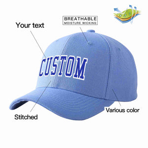 Custom Sky Blue Royal-White Curved Eaves Sport Baseball Cap Design for Men/Women/Youth