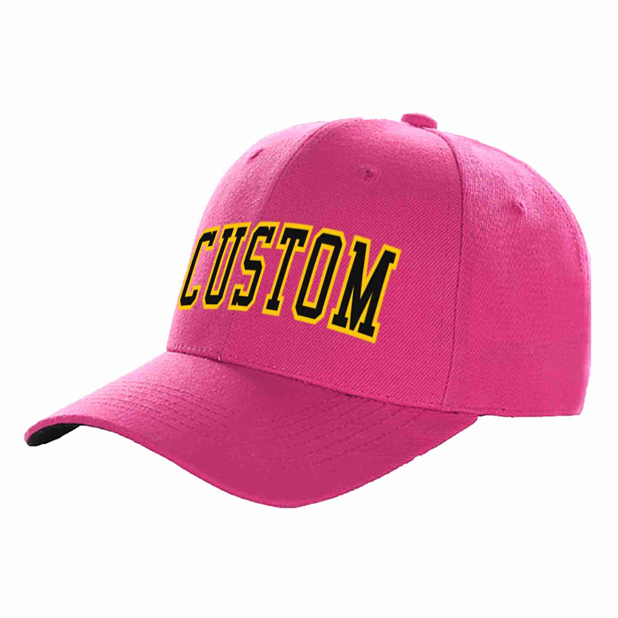 Conception personnalisée de casquette de baseball incurvée Eaves Sport Rose rouge noir-or pour hommes/femmes/jeunes