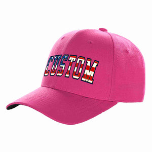 Custom Rose Red Vintage USA Flag-Gold Curved Eaves Sport Baseball Cap Design for Men/Women/Youth