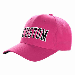 Custom Rose Red Black-White Curved Eaves Sport Baseball Cap Design for Men/Women/Youth