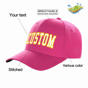 Custom Rose Red White-Gold Curved Eaves Sport Baseball Cap Design for Men/Women/Youth