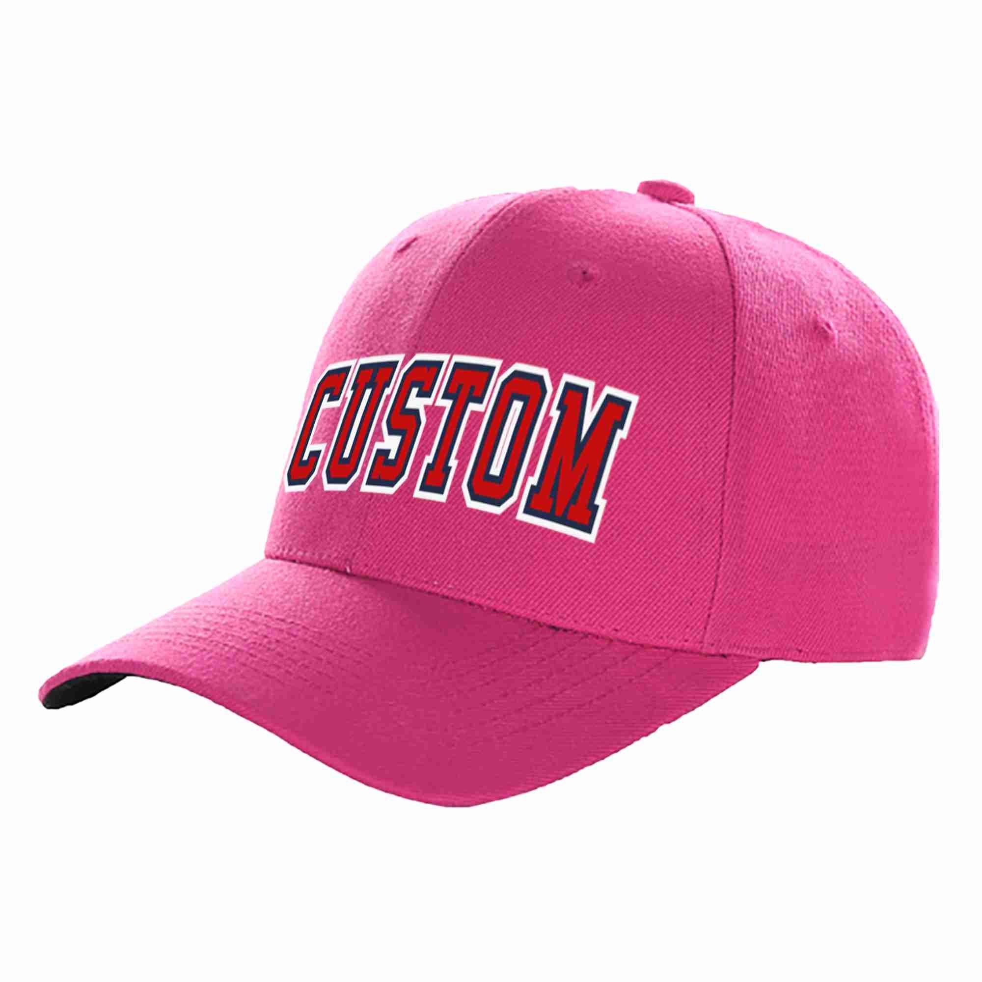 Custom Rose Red Red-Navy Curved Eaves Sport Baseball Cap Design for Men/Women/Youth