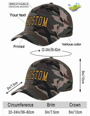 Casquette de baseball de sport à motif camouflage personnalisé, vieux or-noir, avec avant-toit incurvé, pour hommes/femmes/jeunes