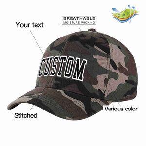 Conception de casquette de baseball de sport à avant-toit incurvé noir-blanc camouflage personnalisé pour hommes/femmes/jeunes