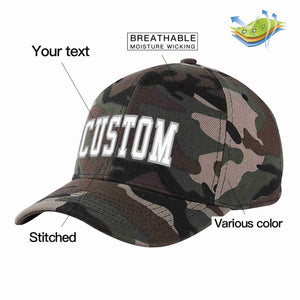 Custom Camo White-Gray Curved Eaves Sport Baseball Cap Design for Men/Women/Youth